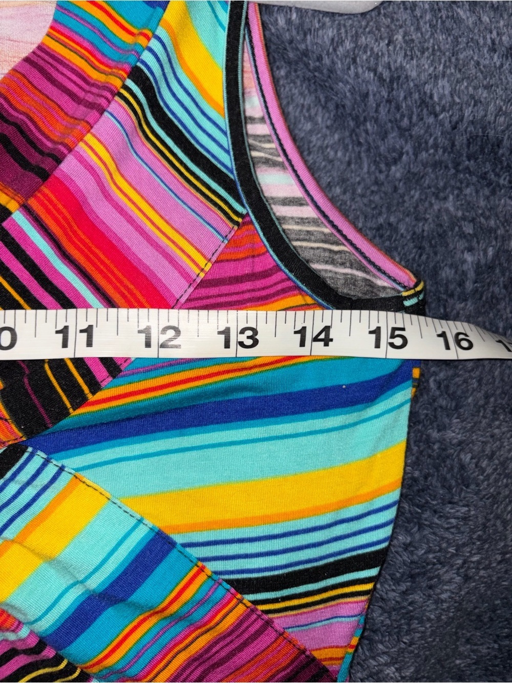 Cable & Gauge Multi-Stripe V-Neck Twist Tank Top - Turquoise, Yellow, Pink - Picture 3 of 3